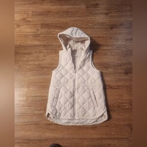 Size M  MTA Sport Jacket  Quilted Hooded Vest - Cream